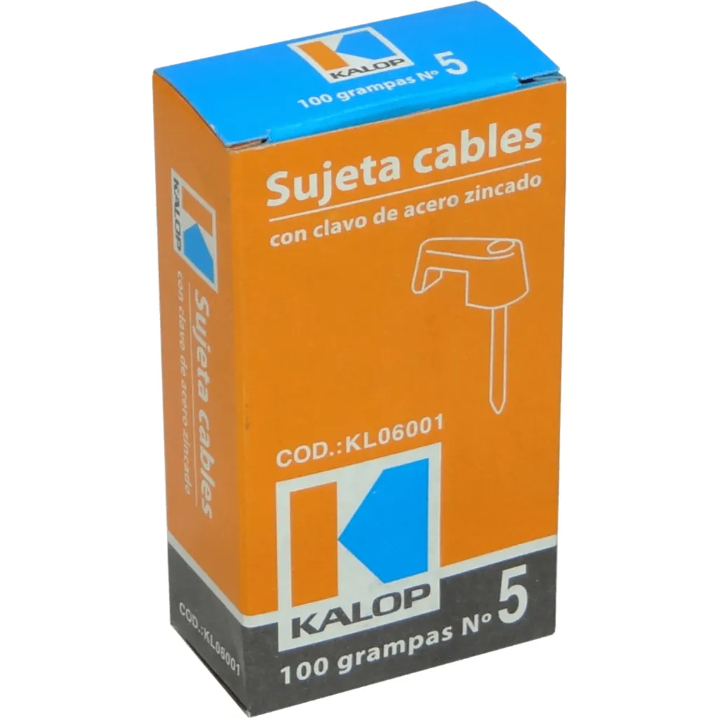 Imagen 1 de KALOP 100-UN No5 Blanca 1,6x4,5mm Clavo-14x1,8mm Zincado Sujeta-Cable
