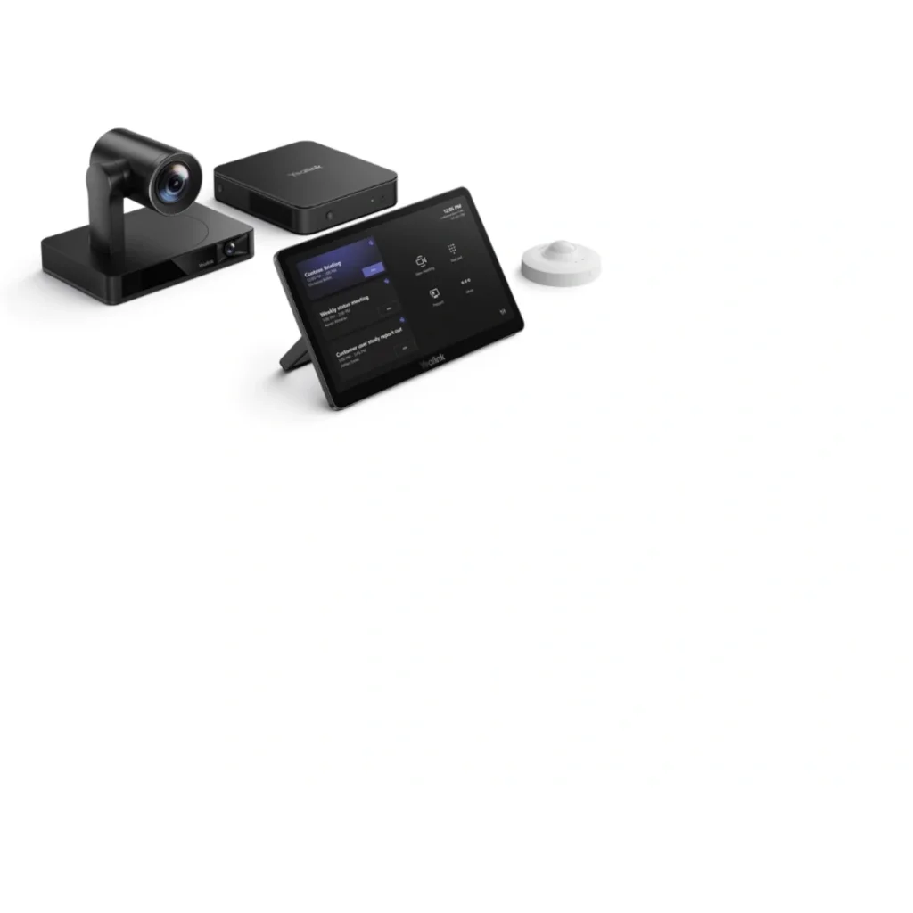 Kit base de video conferencia para Teams Room, sin equipos de audio. Incluye Camara UVC86, mini PC, pantalla MtouchPlus y sensor de habitación