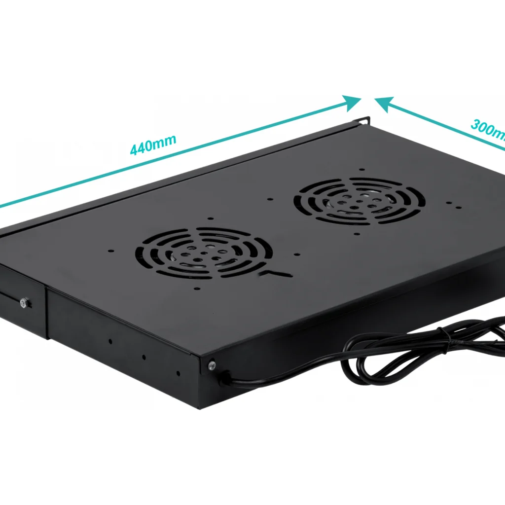 Imagen 2 de 1U con 2 Ventiladores Negro c/Switch-Encendido 220VAC - Linkmade RAT-1L
