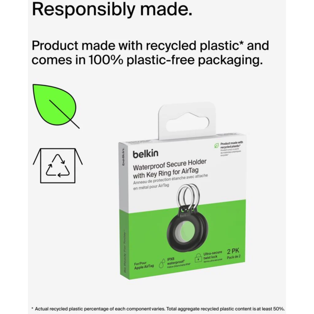 Imagen 6 de Pack de 2 llaveros para Airtag Belkin negro