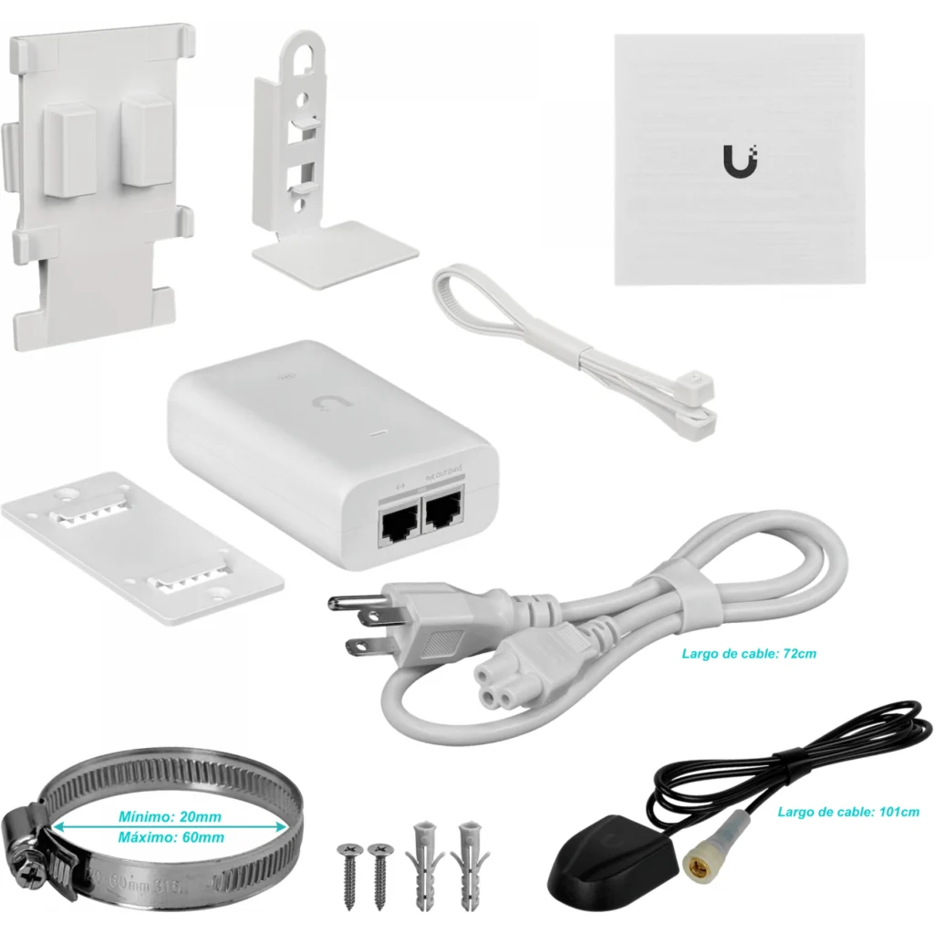Imagen 3 de UI 6/5GHz/WiFi7 1-10G 1-SFP+ 2-RPSMA-H .SMA-GPS inc54V PTP 24dBm IPX6