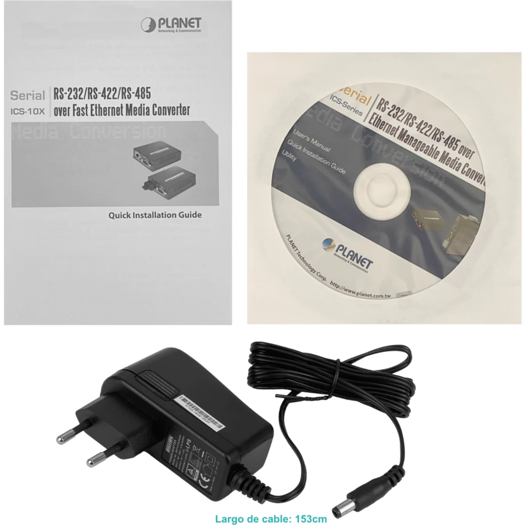 Imagen 1 de PLANET 1-SFP-100 1-DB9-M RS232 RS422 RS485 5VDC Convertidor Ethernet