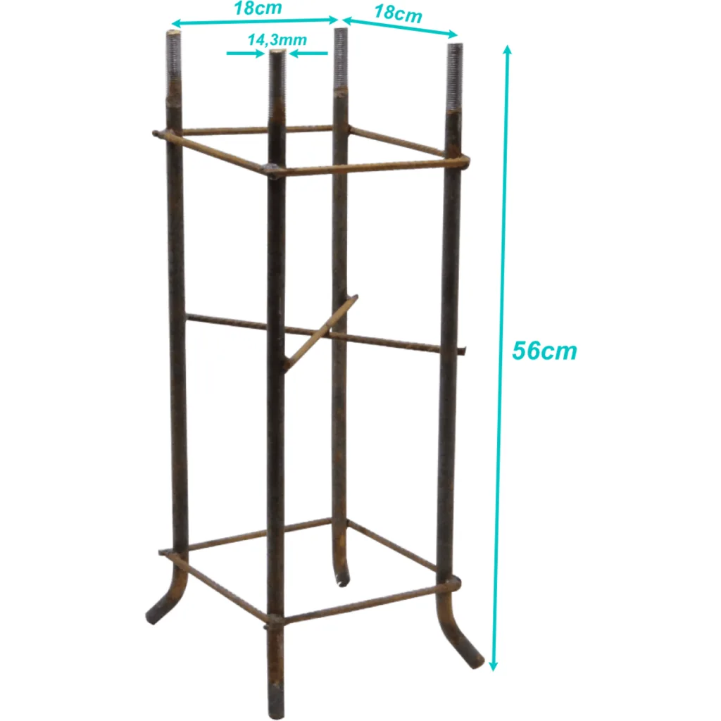 Imagen 2 de Alt-590mm 18x18cm Canastillo Fierro ObraCivil Base p/POSTEC-5M Hex23mm