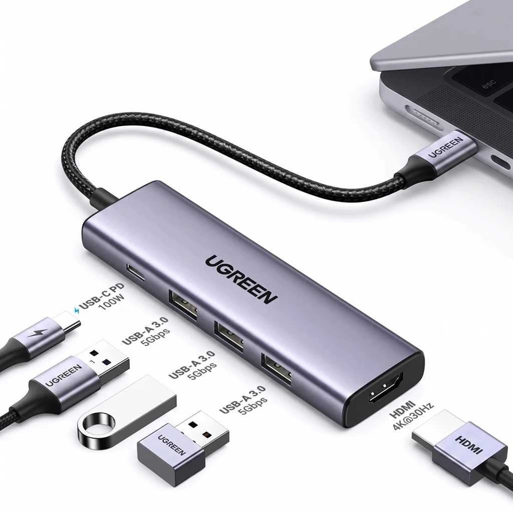 Imagen 4 de HUB Ugreen CM511 USB-C Multipuertos 4k 60Hz HDMI USB-A*3 PD 100W Aluminio