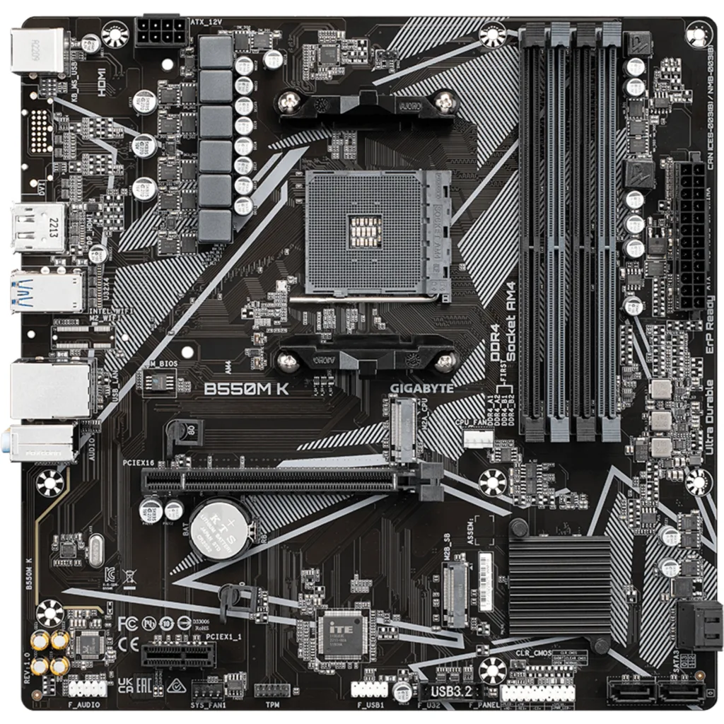 Imagen 1 de Tarjeta Madre Gigabyte B550M K R1.0 AMD Skt AM4 microATX 4*DDR4 2*M.2 DP HDMI 
