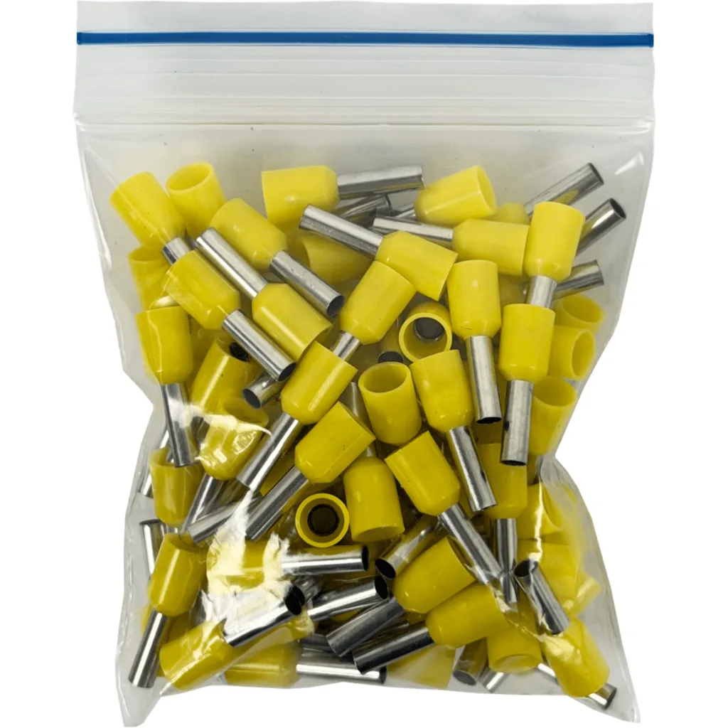 Amarillo 2,5mm2 8/15mm 100-unids AWG14 Ferrules Terminal Aislado Crimp
