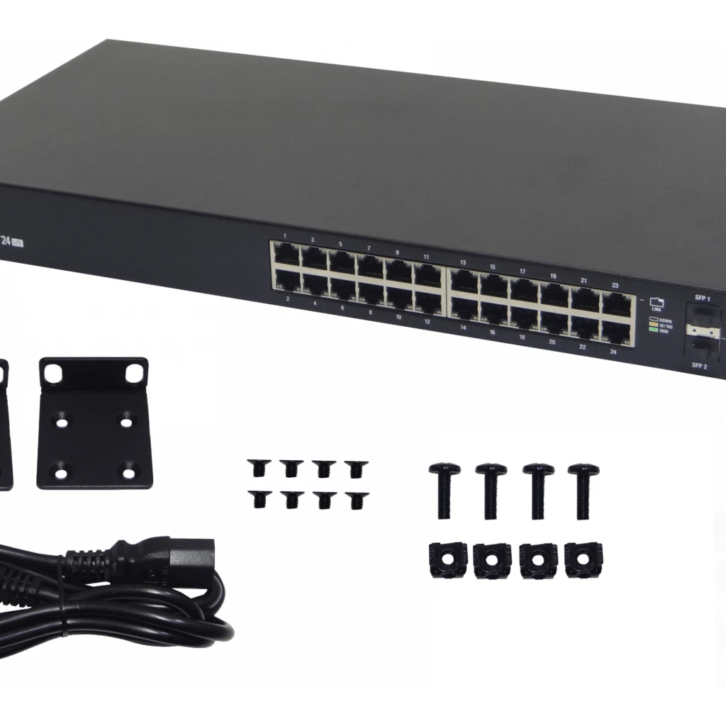 Imagen 1 de UBIQUITI 24-1000 2-SFP RS232-RJ45 Switch Admin Rack 220VAC/25VDC