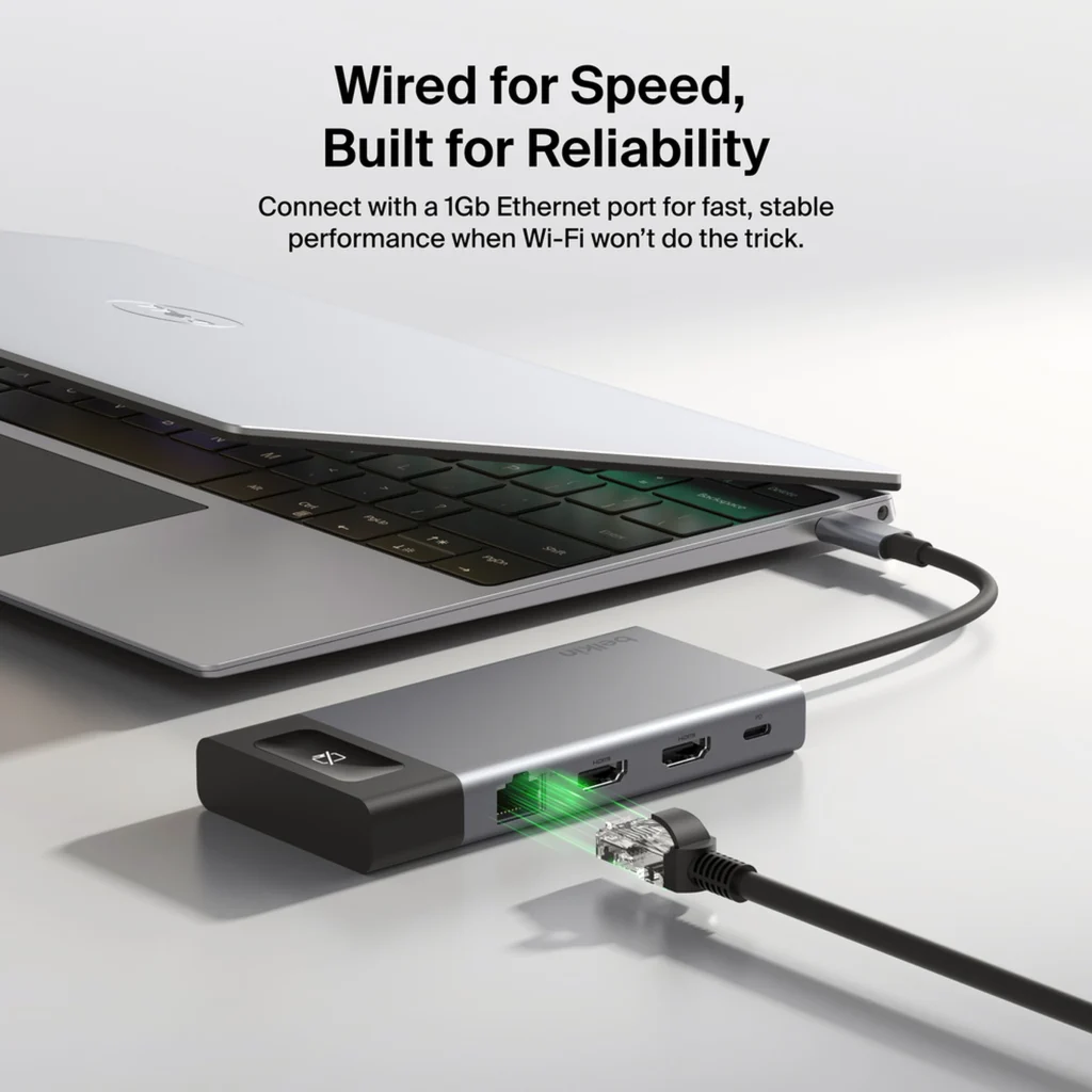 Imagen 6 de HUB Belkin INC027DQSGY, 8en1 USB-C a 2*USB-C USB-C PD 2*USB-A3.0 2*HDMI LAN