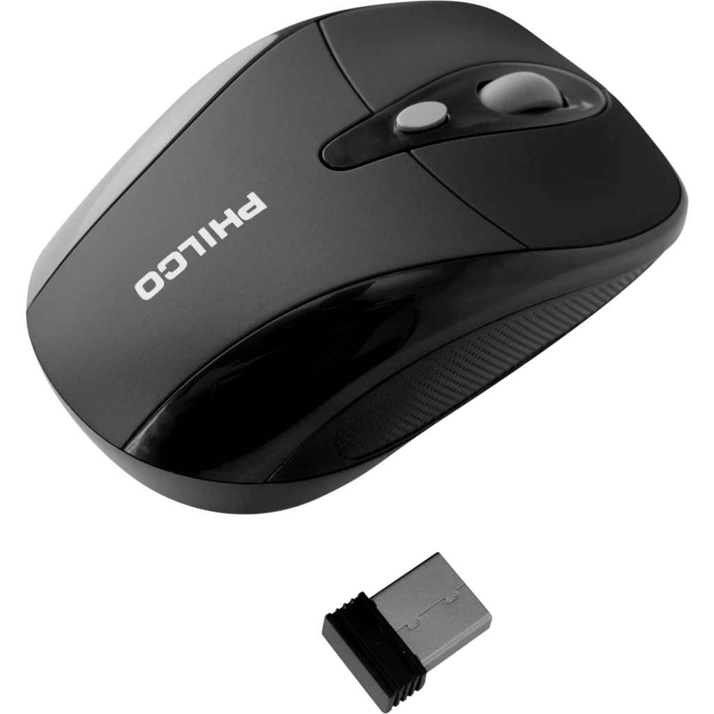 Imagen 2 de Mouse Inalámbrico Philco 245WN, Óptico 1000dpi 5 botones Receptor USB, Negro