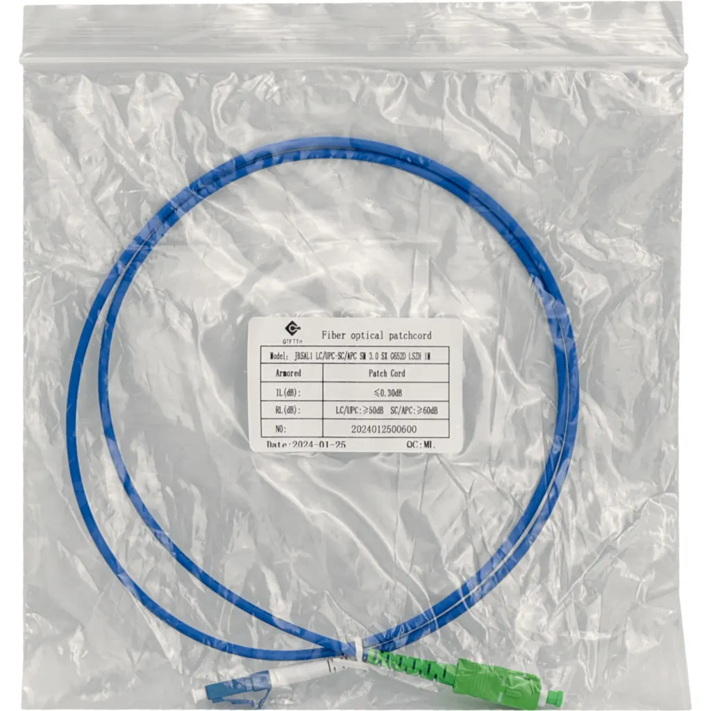 Imagen 2 de LSZH Blindado 1mt LC/UPC-SC/APC SM Simplex JumperFibra 3.0mm 9/125um
