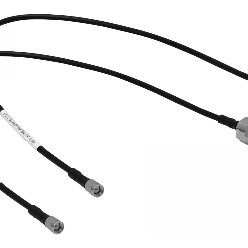 Imagen 2 de 50cm RPSMA-Macho N-Macho SM141 2-Cables Coaxiales Negros Rigidos 0,5mt