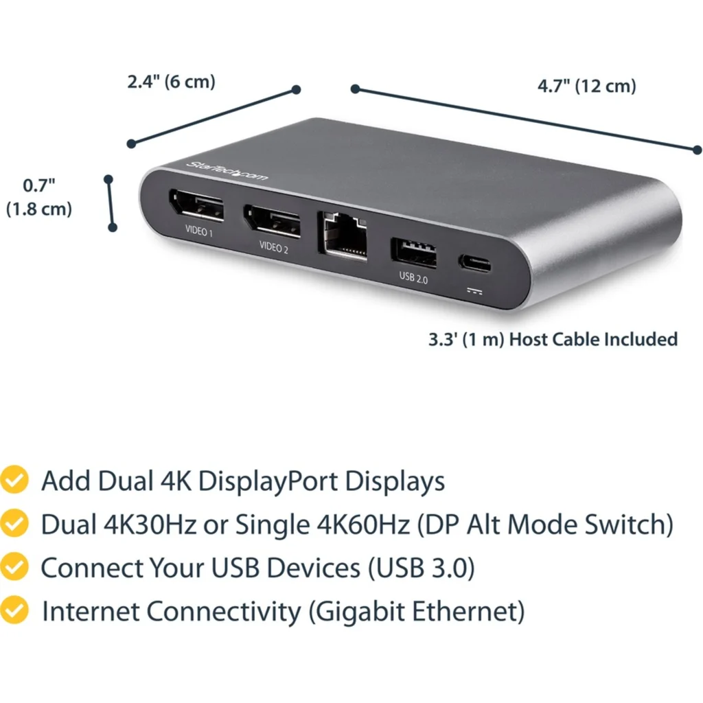 Imagen 7 de Docking Station StarTech Host USB-C, 4K 2*DP USB2.0 USB-A3.0 USB-C LAN p/2 Monit