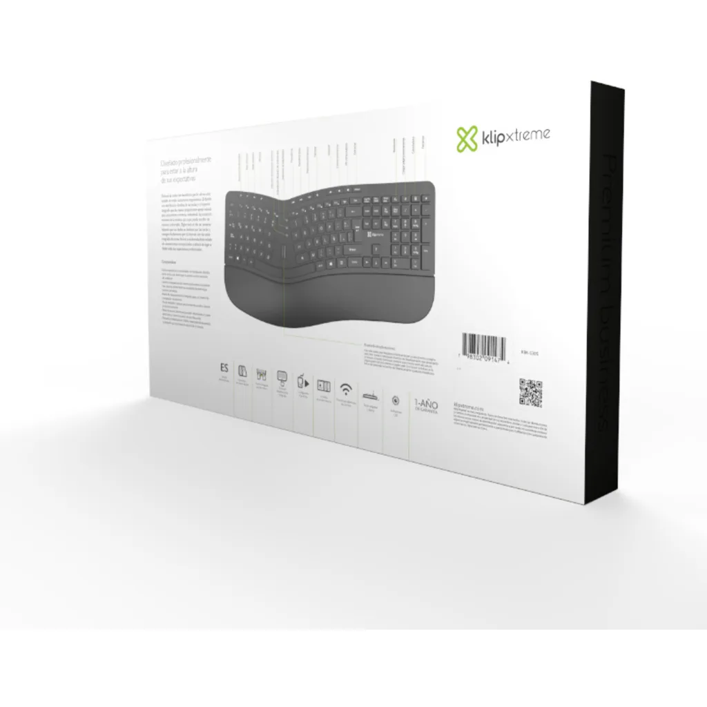 Imagen 6 de Teclado Inalámbrico Ergonómico KlipX KBK-530S Wireless 2.4GHz Español Negro