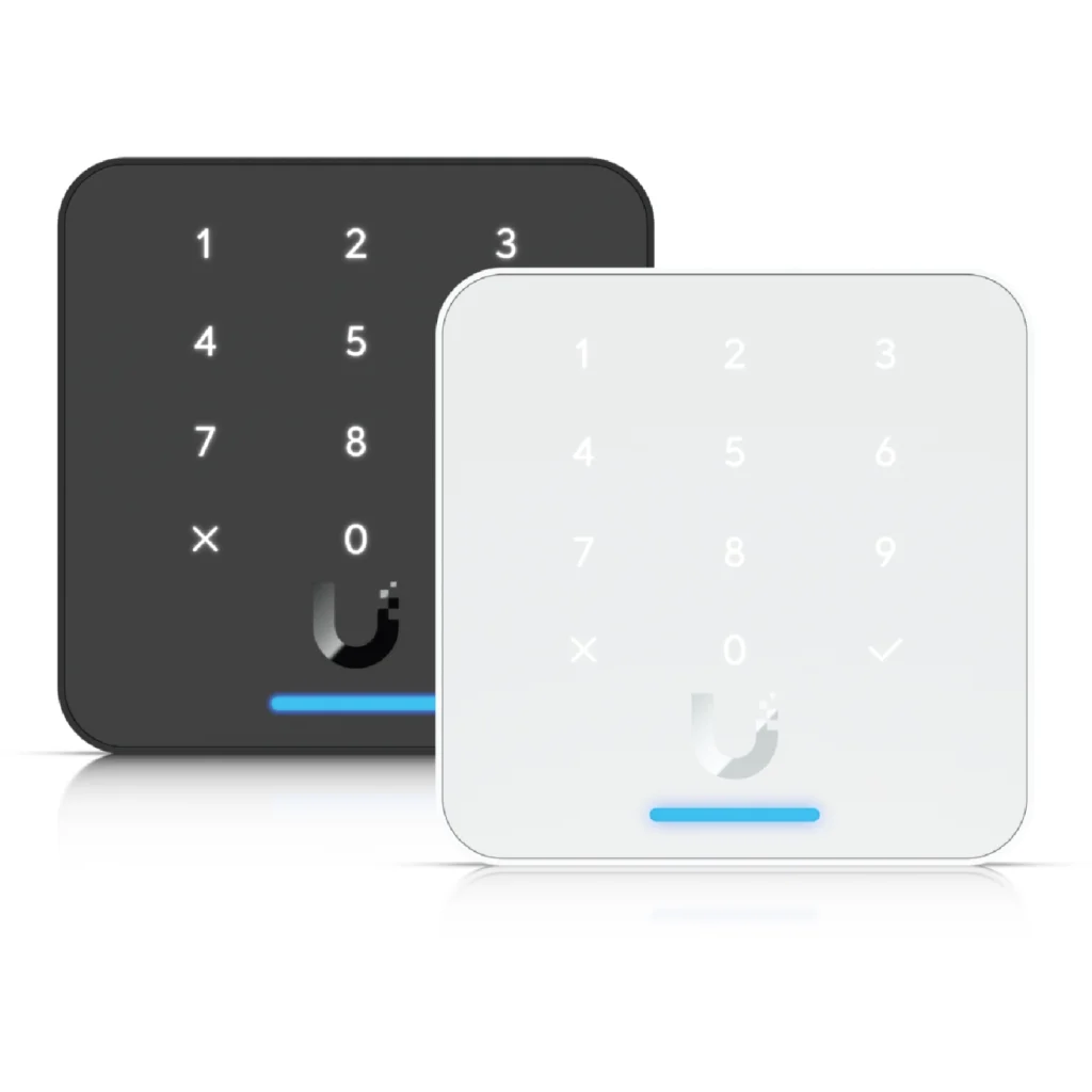 Ubiquiti Third-generation NFC card reader with a keypad and Apple Touch Pass support.