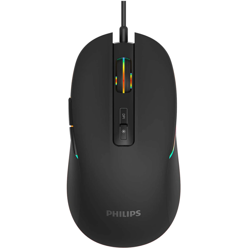 Imagen 2 de Mouse Alámbrico Philips G414 Óptico 3200DPI 7botones Iluminación Muticolor Negro