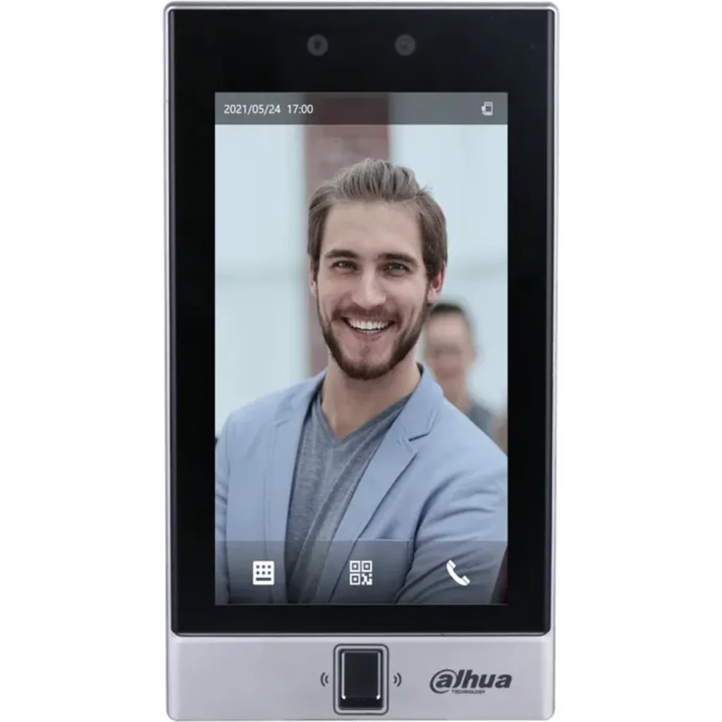 DHI-ASI7214S-W. Control de Acceso Dahua con reconocimiento facial, clave, huella, código QR y tarjet