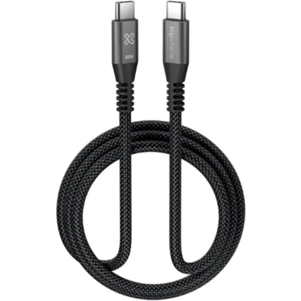 Cable USB Tipo-C M/M v2.0 24pin 1.8mt 60W Color negro - Klip Xtreme KAC-250-6FT