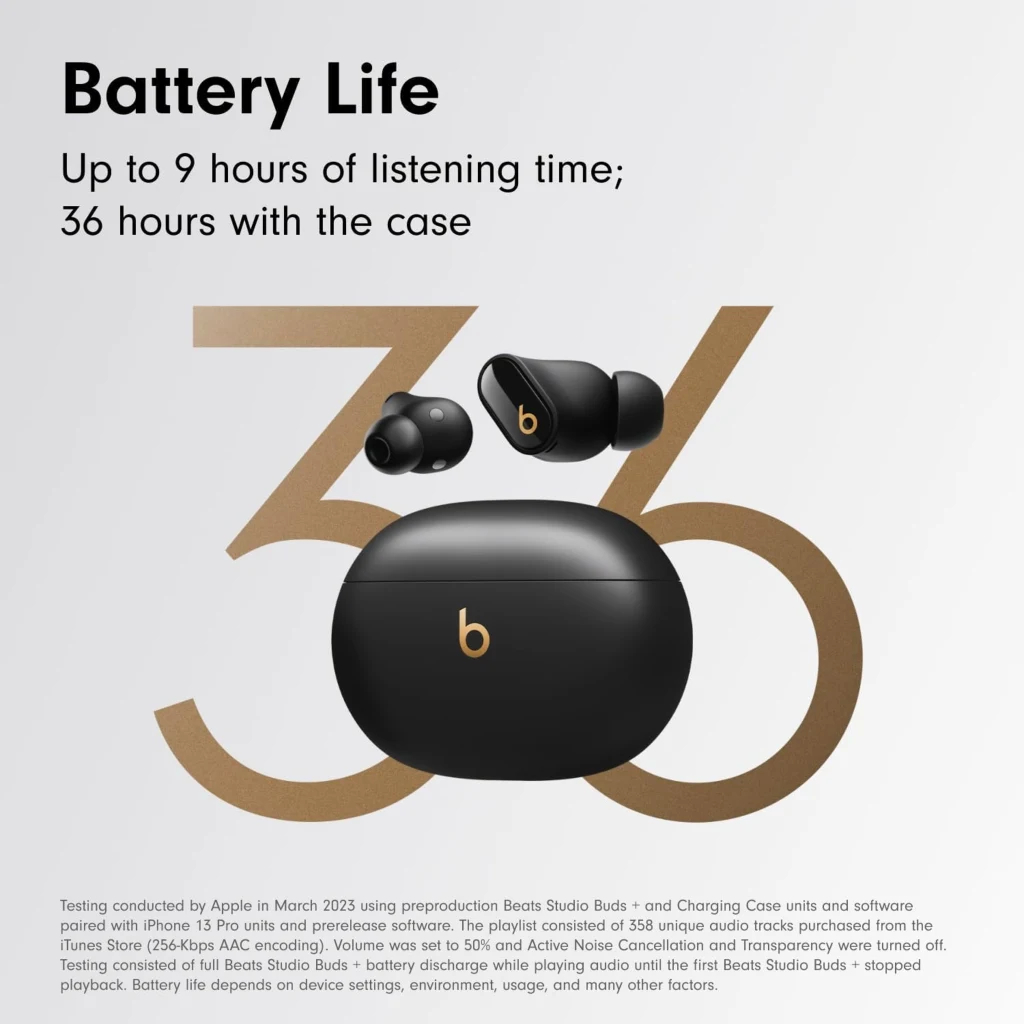 Imagen 2 de Audífonos Apple Beats Studio Buds+ Inalámbricos con Cancelación Ruido Negro/Oro