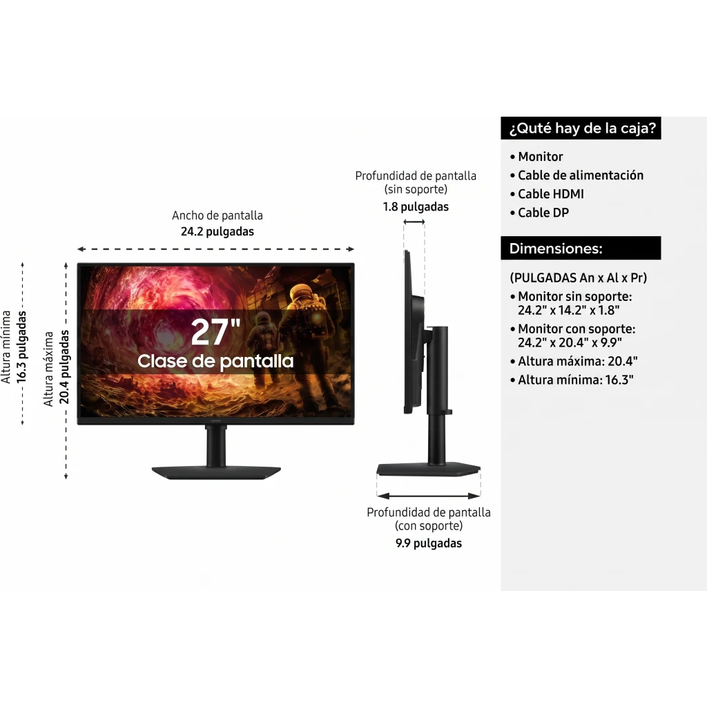 Imagen 5 de Monitor Gamer Samsung Odyssey G5 G50F 27" QHD 2560*2440 HDMI 180Hz 1ms GTG  