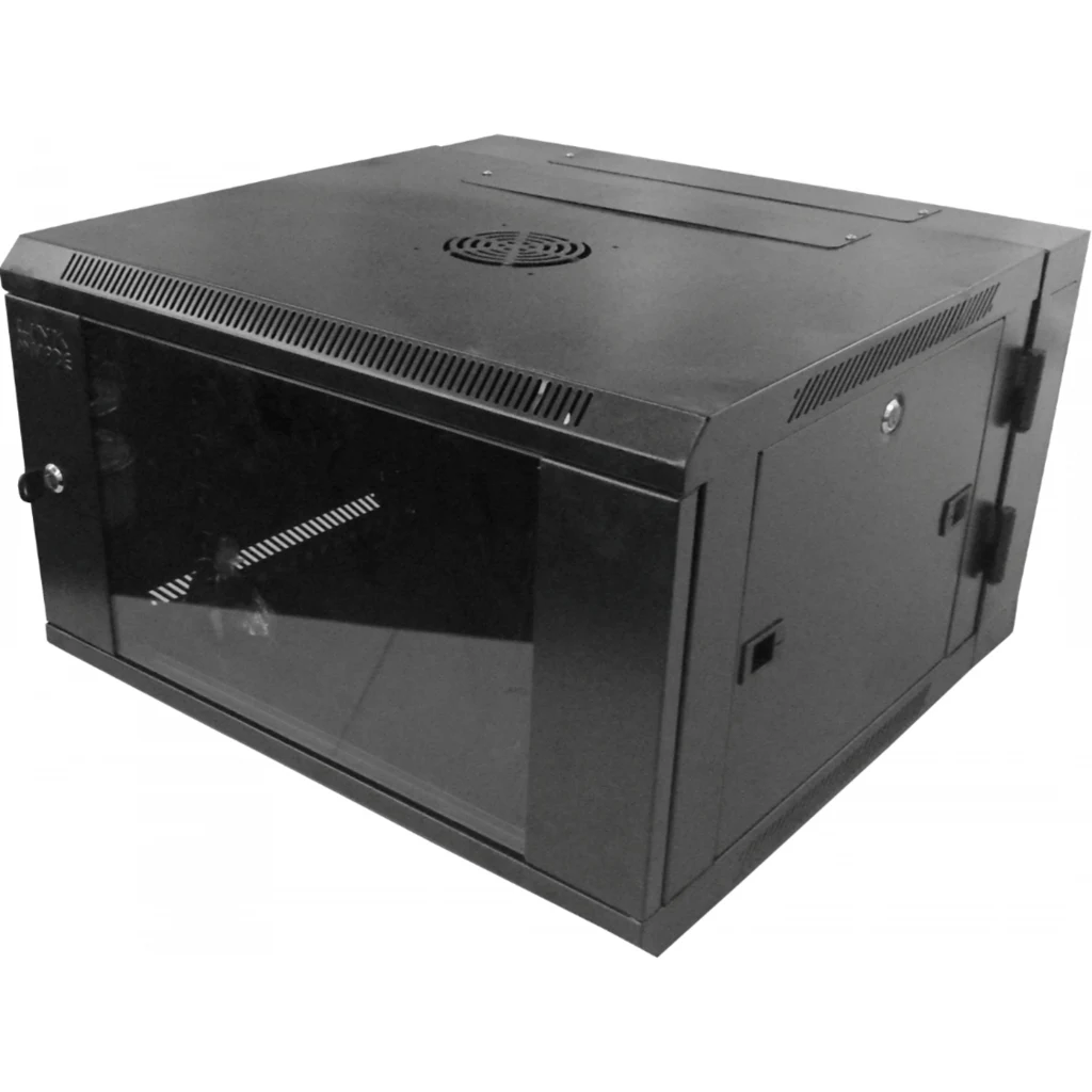 Imagen 2 de LINKMADE 6U RACK DOBLE BISAGRA 60CM-FONDO NEGRO INC-2U