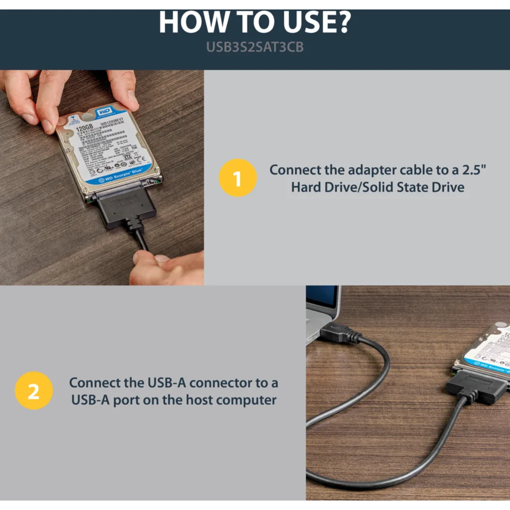 Imagen 6 de Adaptador StarTech USB3S2SAT3CB, Cable USB 3.0 a HDD 2.5" SATA III 0.5m
