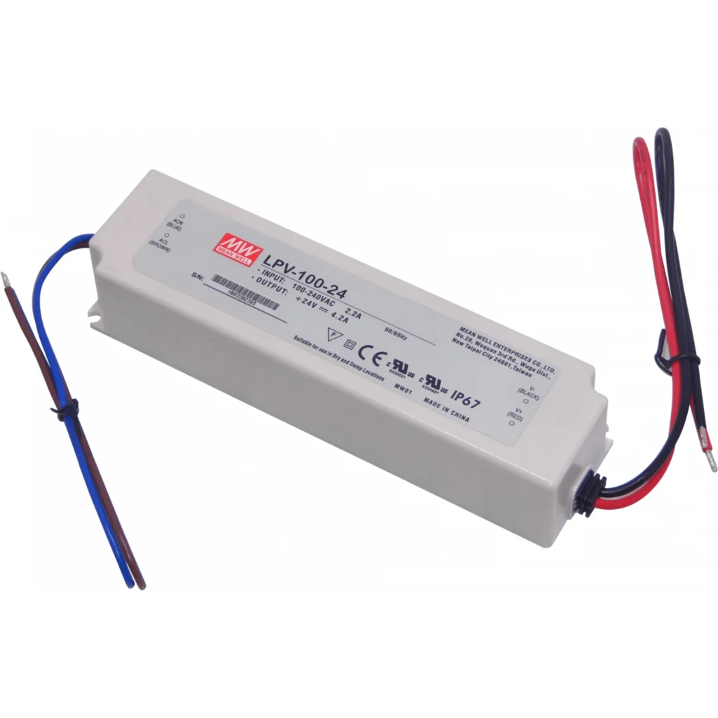 Imagen 1 de MEANWELL 24V 100,8W 4,2A 100-240VAC Fuente-Poder Plastica IP67 Sellada