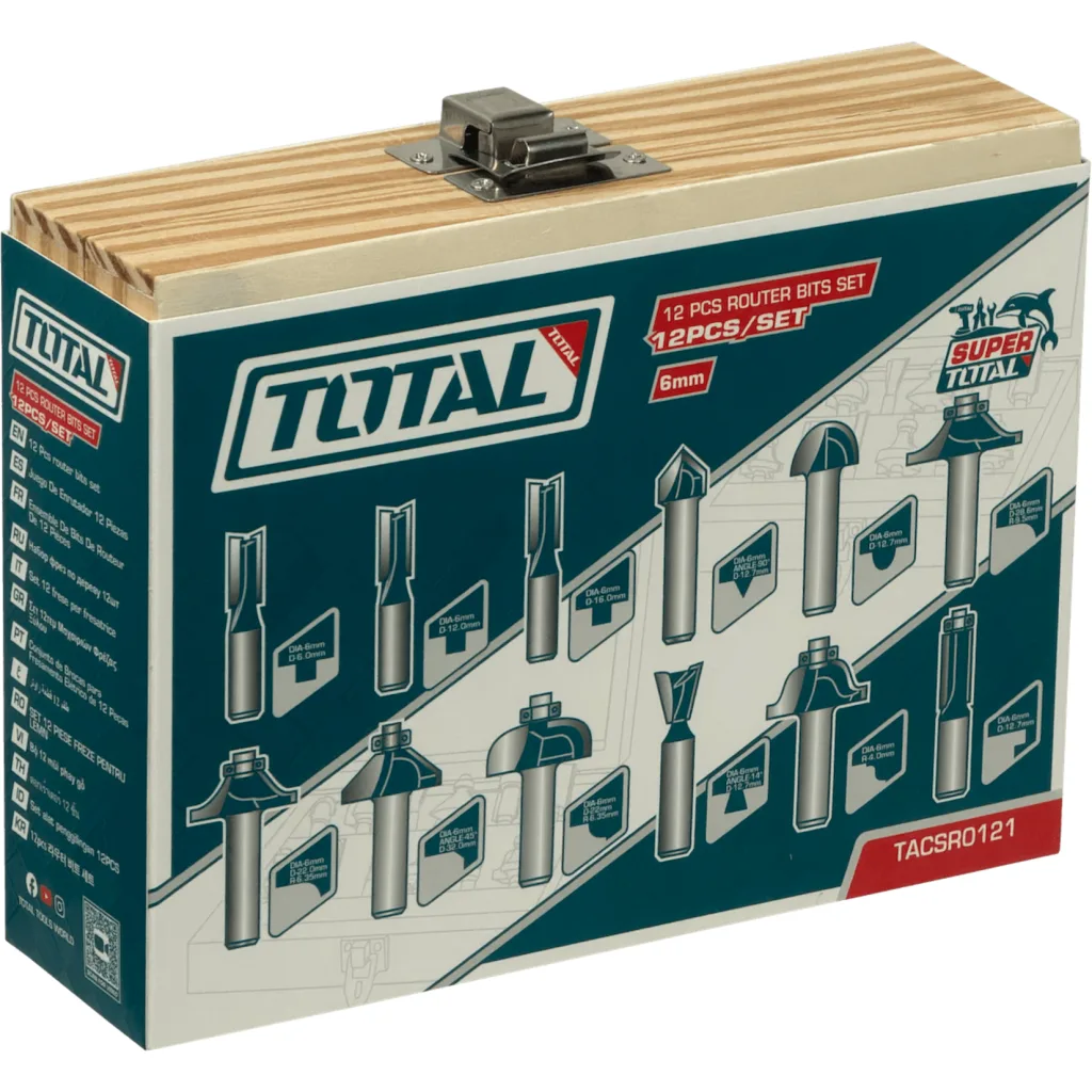 Imagen 3 de TOTAL Set de 12 Fresas p/Madera Diametro-6mm para/FRE-600 TACSR0121