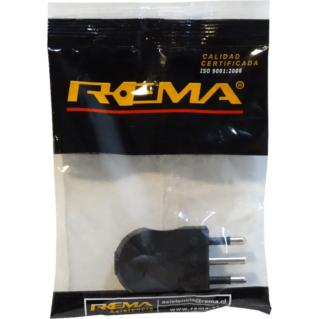 REMA 2P+T Negro 10A SEC-49028 Enchufe Macho Volante con-Tierra