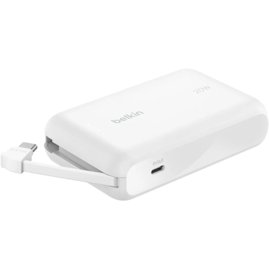 Bateria 10.000 mAh 20W PD con cable USB-C Belkin blanca