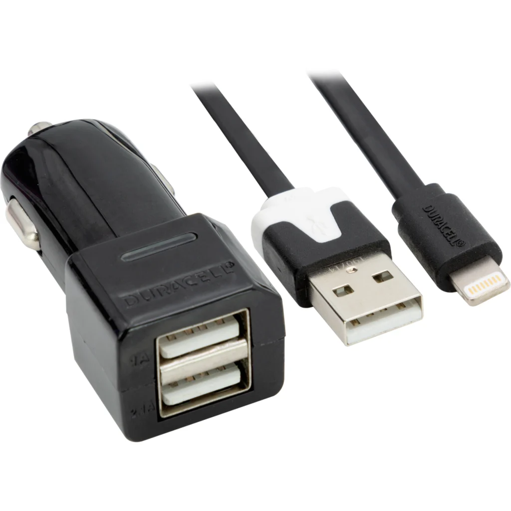 Imagen 3 de CARGADOR AUTO 2,1A + CABLE IPHONE 5/6 CERTIF DURACELL PRO183