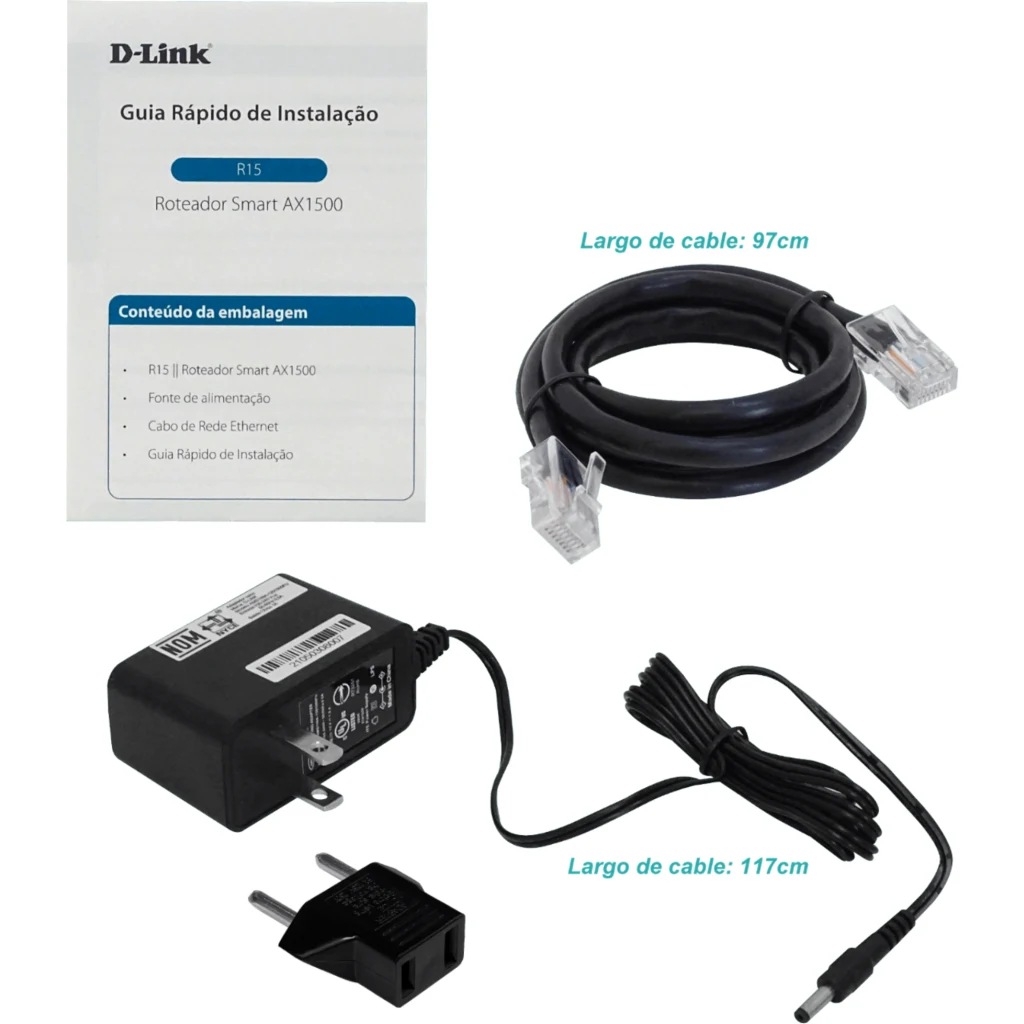 Router D-Link R15 AX1500 Wi-Fi 6 AI Doble banda 2,4GHz/5GHz, 3 LAN Ether 4 Anten