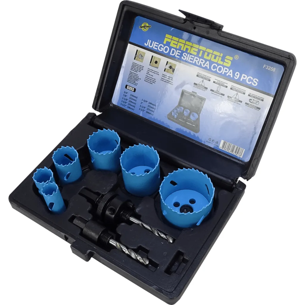 Imagen 1 de FERRETOOLS 6-Copas Sierras Madera 19-64mm 3/4-2 1/2pulg Juego-9-piezas