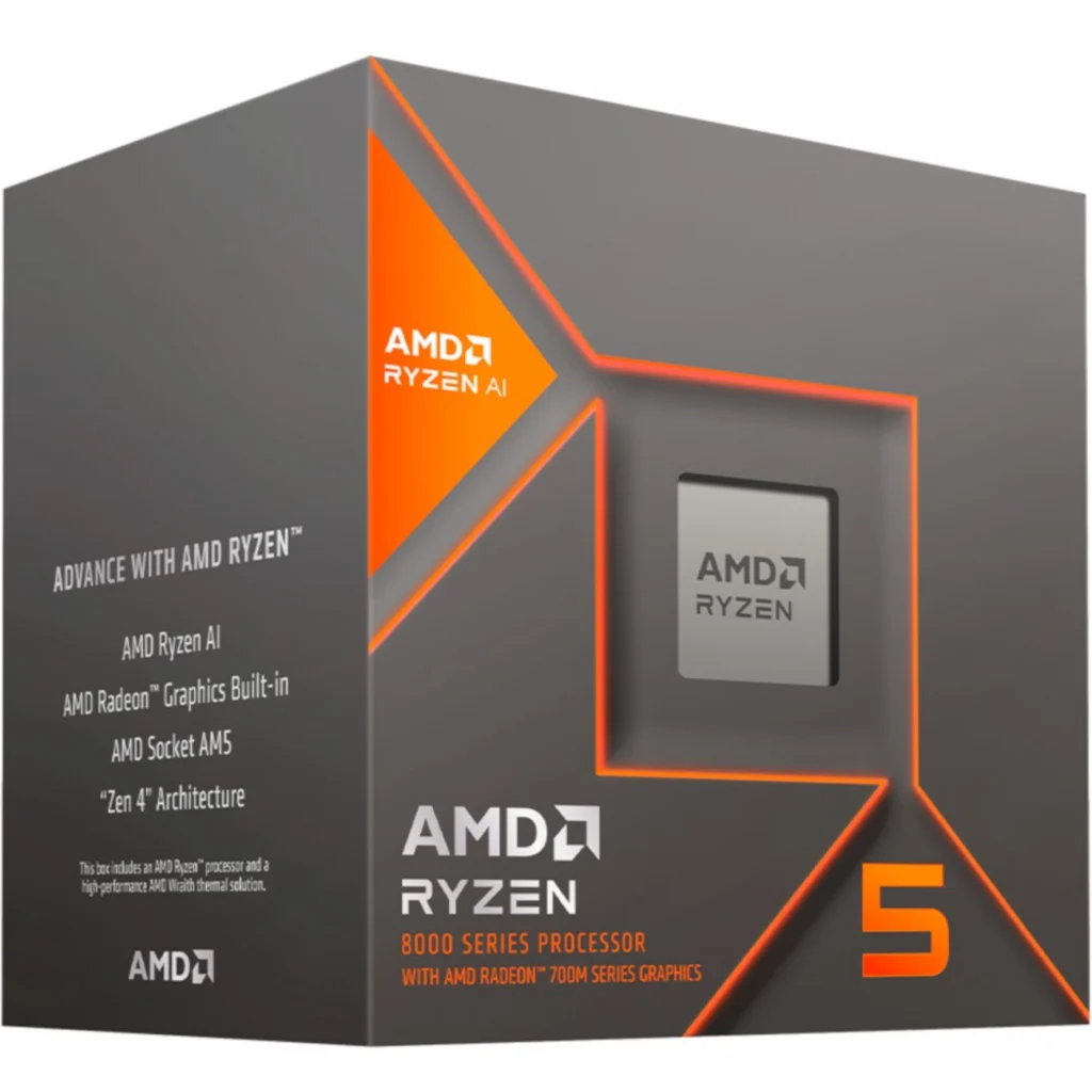 CPU AMD Ryzen 5 8400F 4.20-4.70GHz, 16MB L3, 6 Núcleos, SKT AM5 Sin/Grf c/FAN