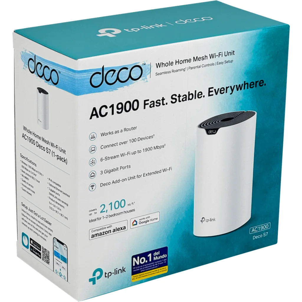 TP-LINK 1-un 3-1000 AC1900 Router Mesh 2,4GHz/5GHz 600/1300mbps Deco 7