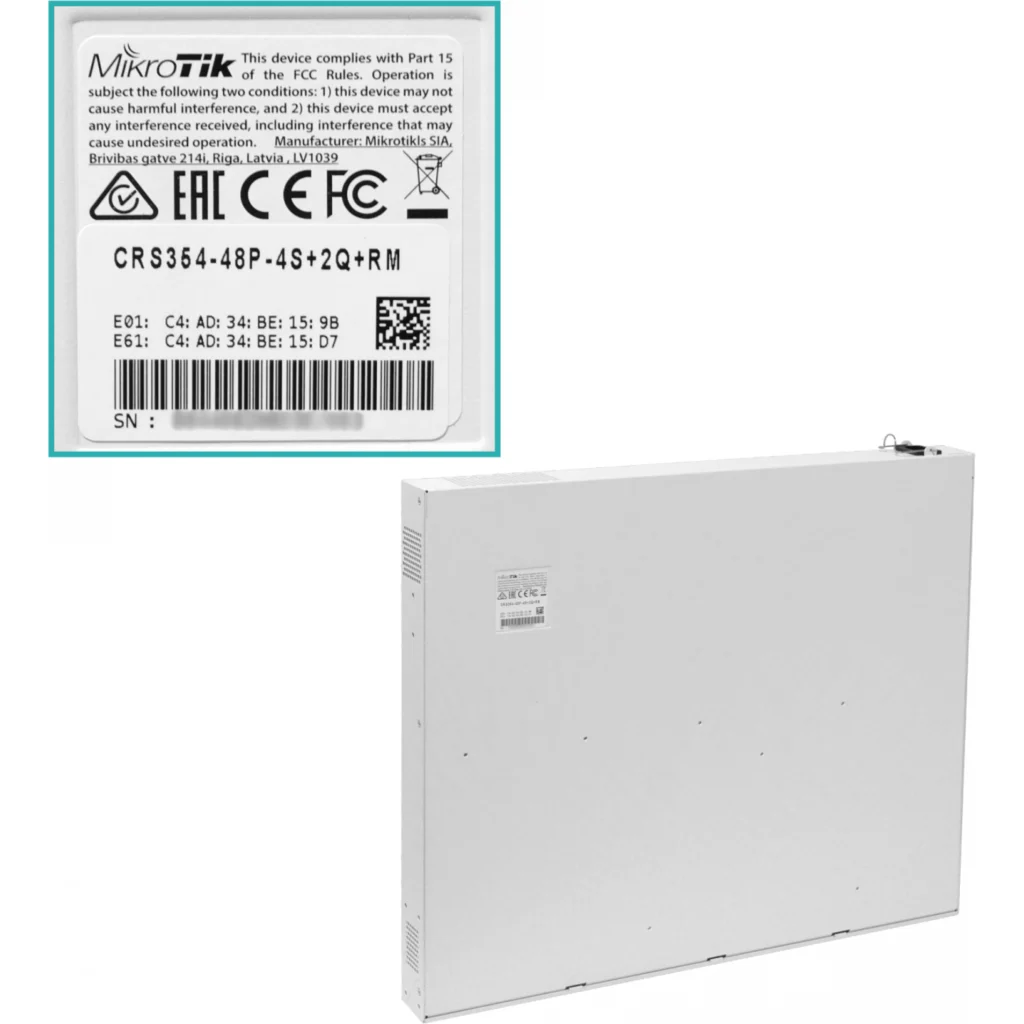 Imagen 3 de Switch MikroTik CRS354-48P-4S+2Q+RM 2-QSFP+40G 48-1000-PoE 4-SFP+10G MGMT L5