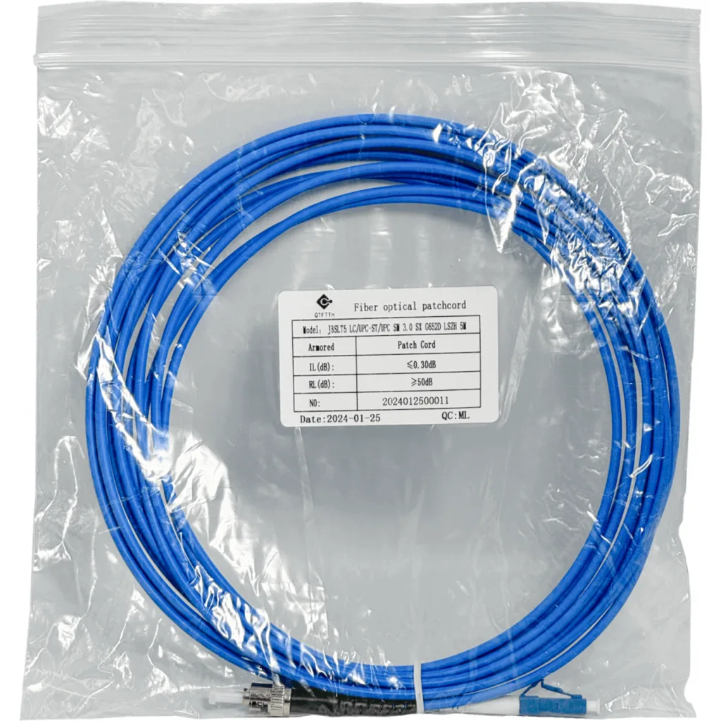 LSZH Blindado 5mt LC-ST Mono SM Simplex Jumper Cable Fibra 3.0mm 9/125