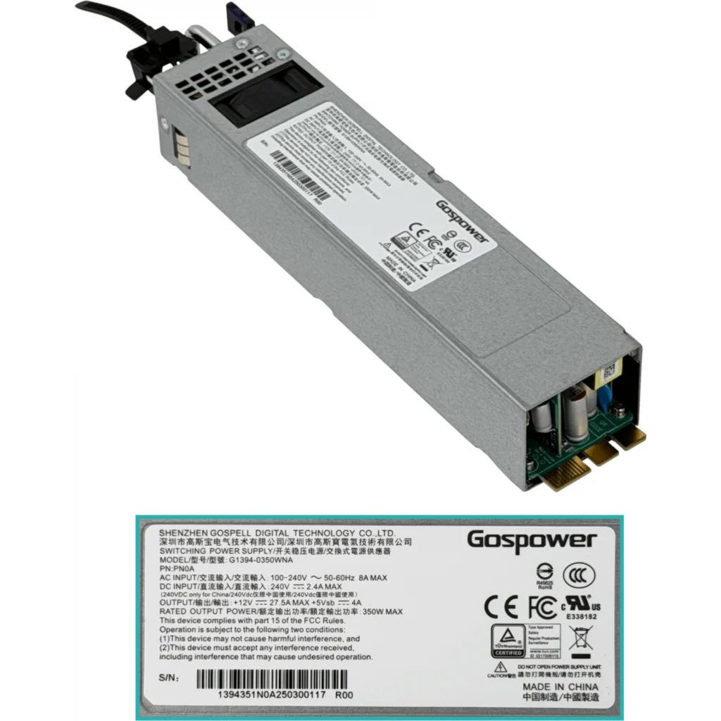 MIKROTIK in-100-240VAC C14 out-12VDC 27,5A Fuente Repuesto P/CRS804