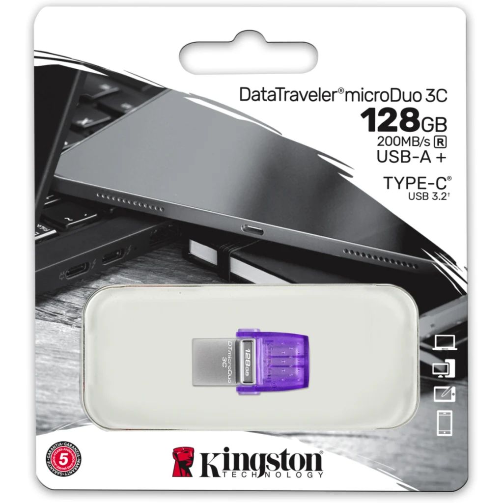 Imagen 4 de Pendrive 128GB Kingston DataTraveler microDuo 3C dual USB-A/USB-C Lec200MB/s
