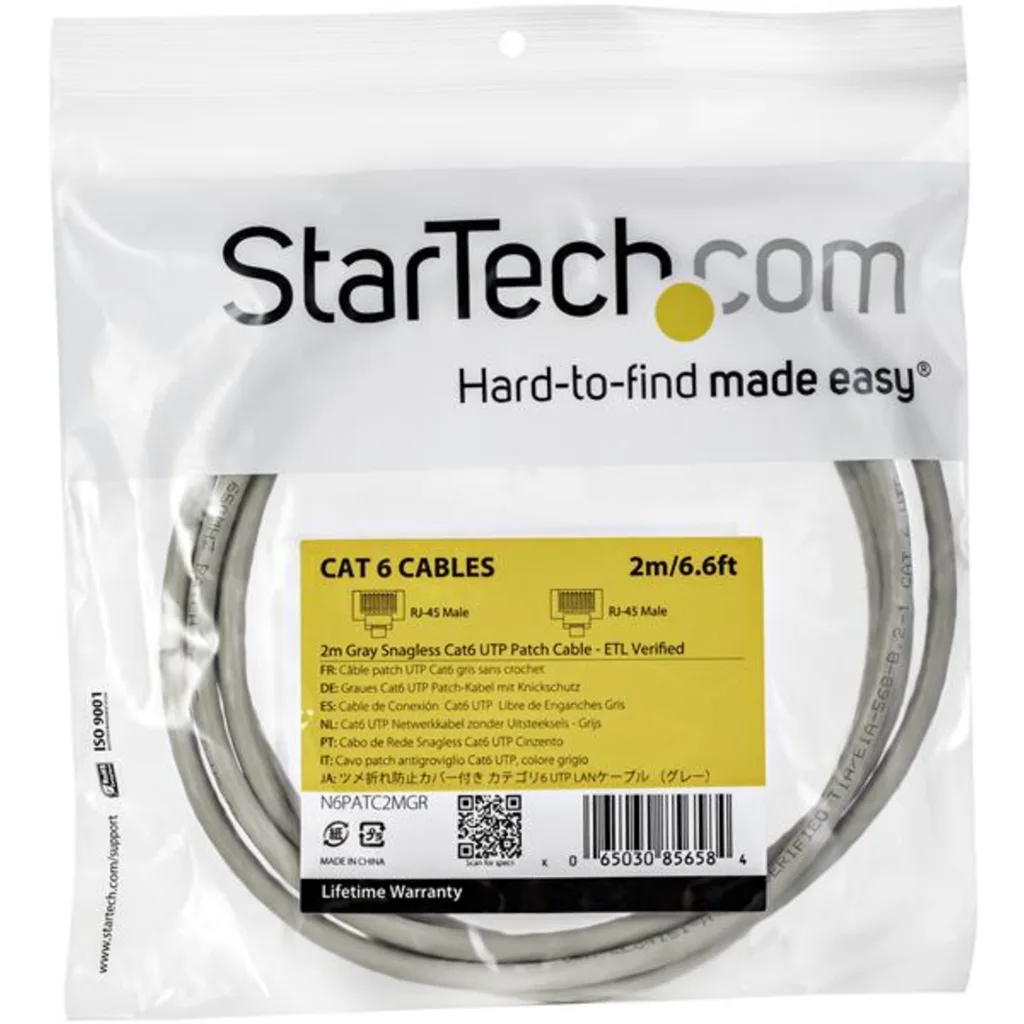 Imagen 3 de Cable de Red StarTech CAT6 GigE Ethernet RJ-45 sin Enganche 2mts Color Gris