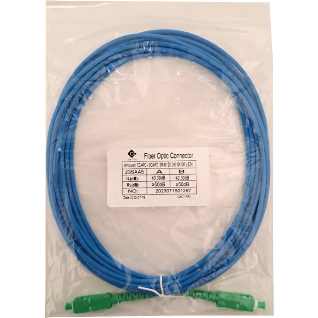 Imagen 1 de LSZH Blindado 5mt SC/APC-SC/APC SM Simplex JumperFibra 3.0mm 9/125um