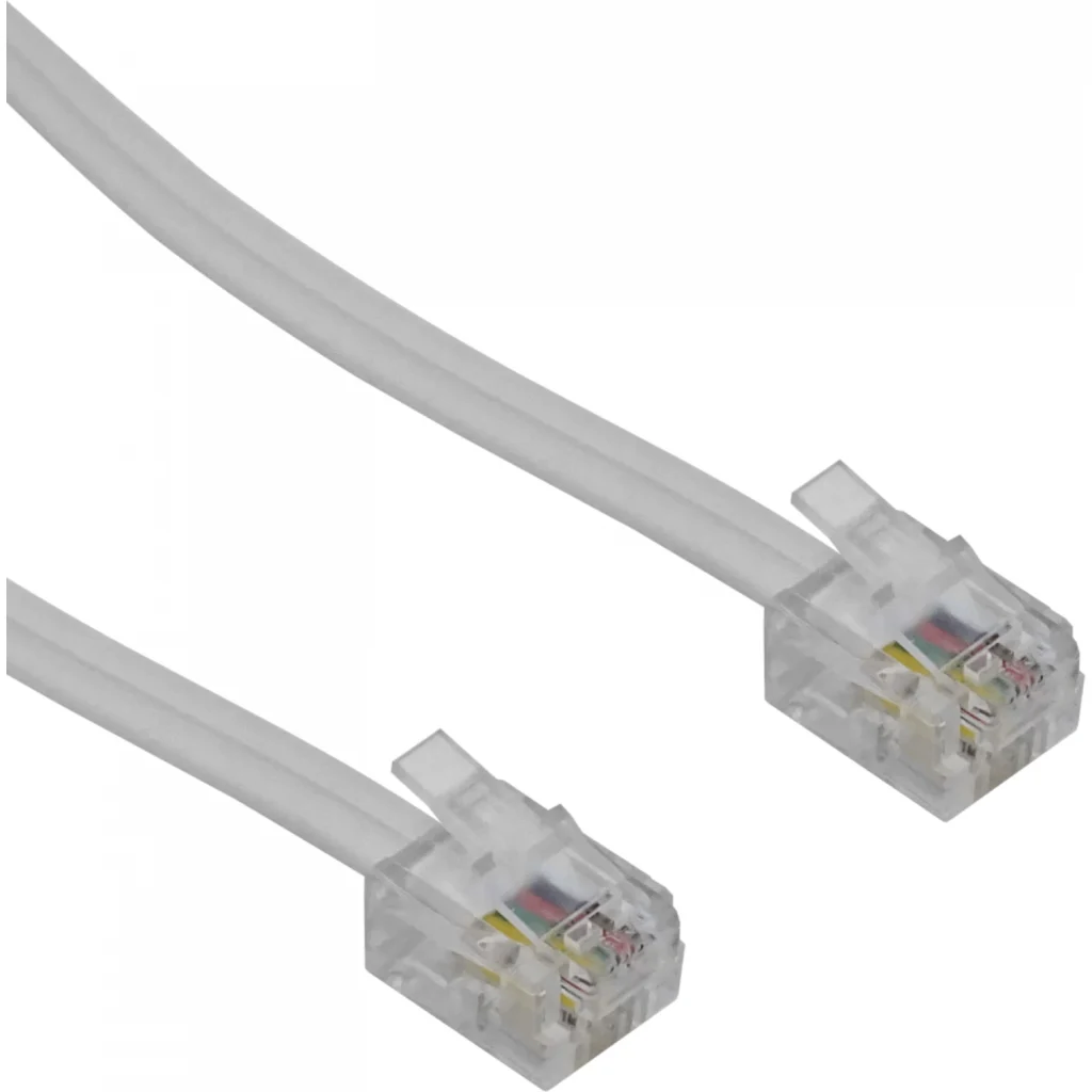 4,5mt Marfil Cable Telefonico 4-Conductores RJ11/14 M-M 6P4C Extension