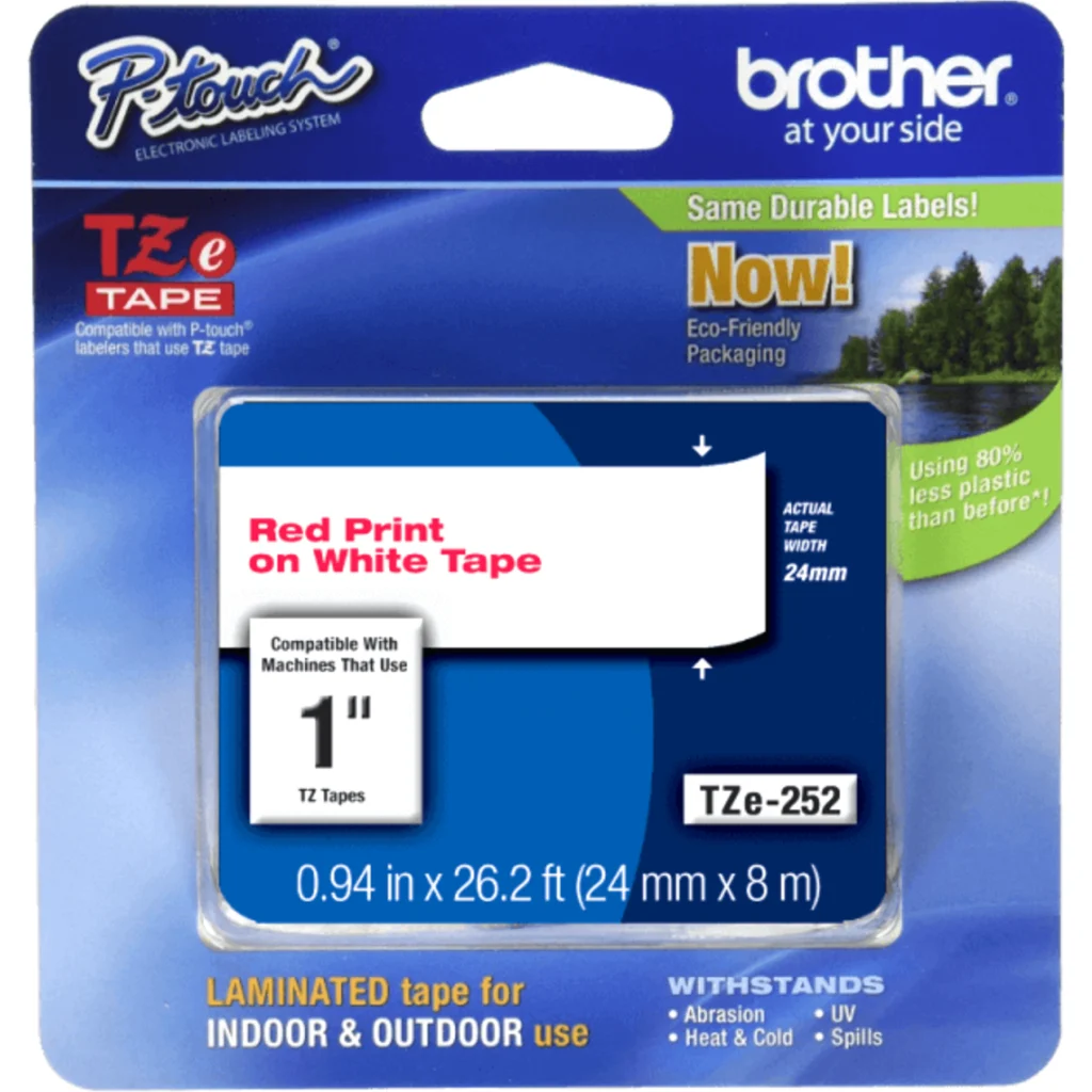 Imagen 1 de BROTHER 24mm Rojo en Fondo Blanco Cinta 8mt p/PT-E550WVP/D600VP/P900W