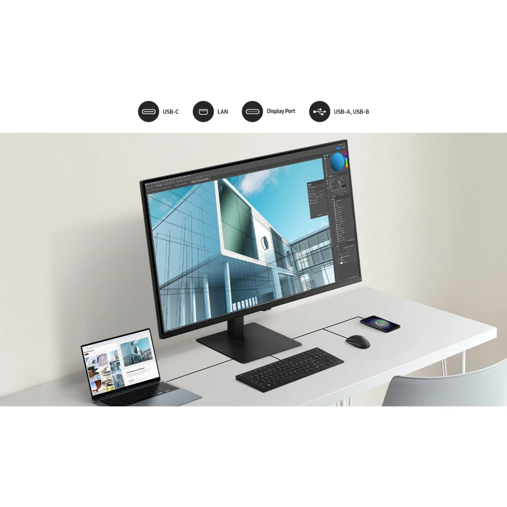 Imagen 21 de Monitor Samsung ViewFinity S8 37" 4K UHD USB-C DP HDMI RJ45 Altura Ajustable