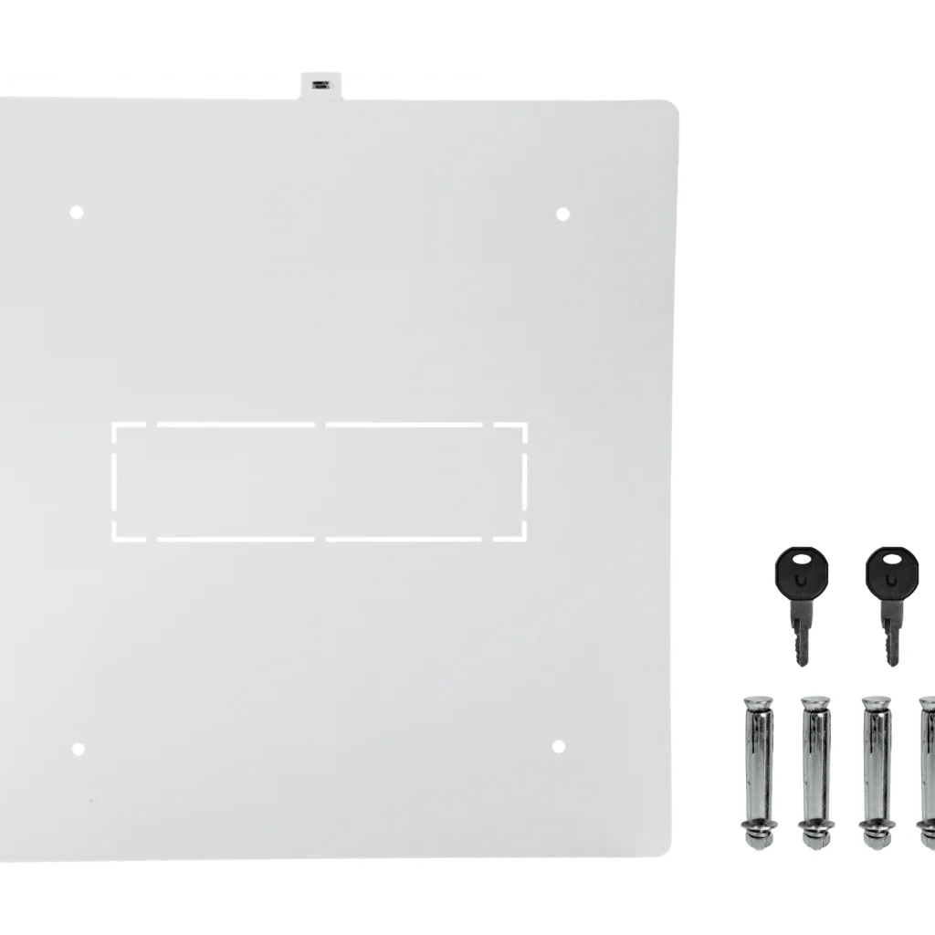 UBIQUITI 12U Puerta-Vidrio Doble Bisagra 70cm-Fondo Rack Muro Blanco