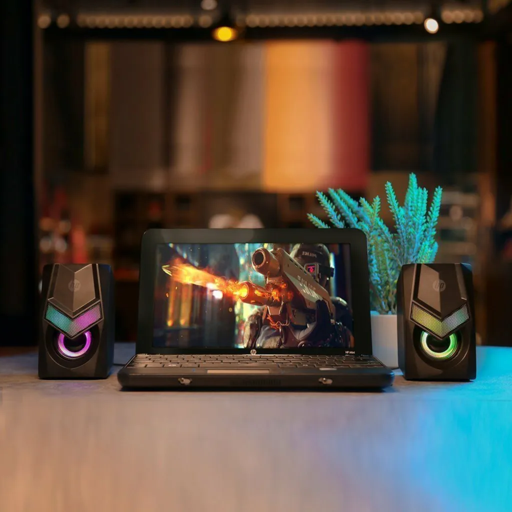 Imagen 2 de Parlantes HP DHE-6000 Multimedia Wired 2x 3W RGB Control touch USB+3.5mm Negros