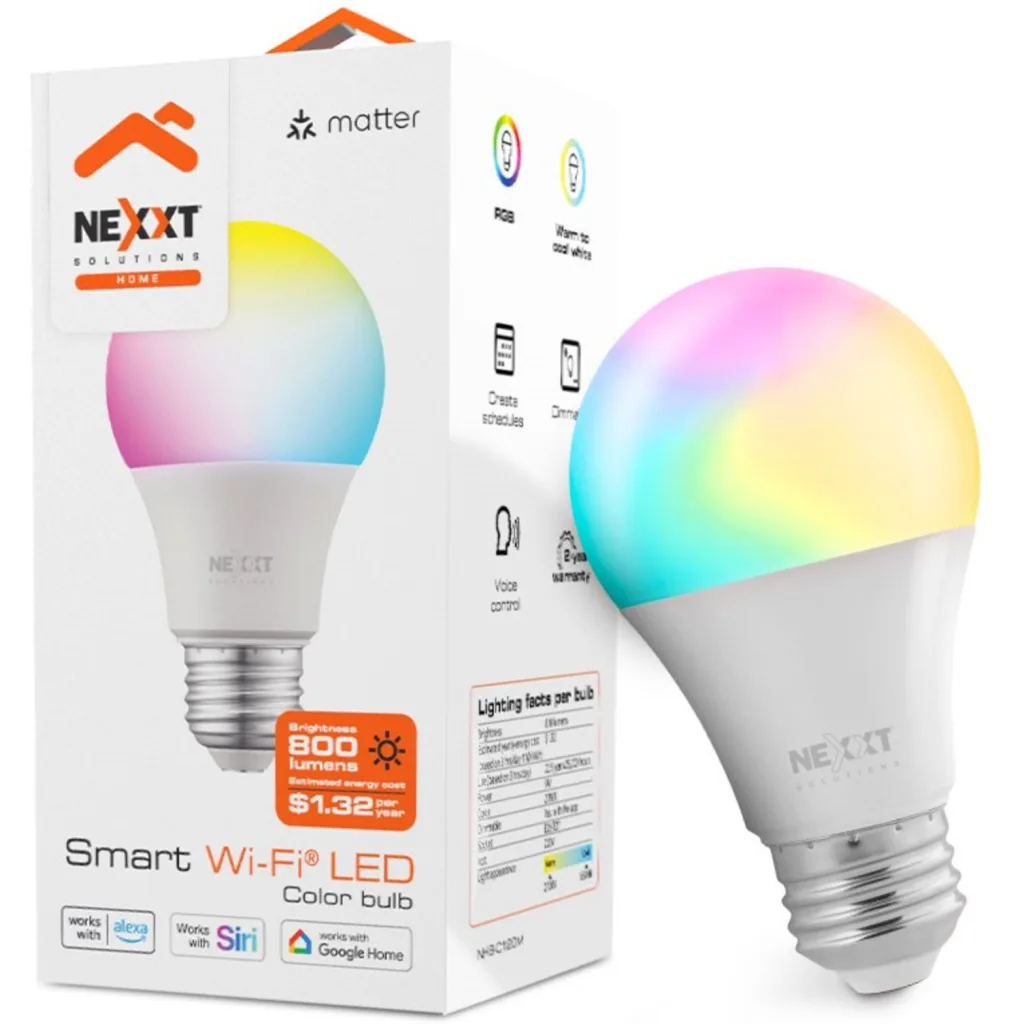 Imagen 1 de Ampolleta Smart Nexxt NHB-C120M, 800 Lumen RGB WiFi 9W 220V, Smart Home