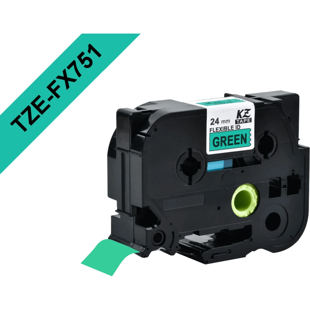 BROTHER Flex 24mm Negro en Fondo Verde Cinta 8mt p/PT-E550WVP/D600VP