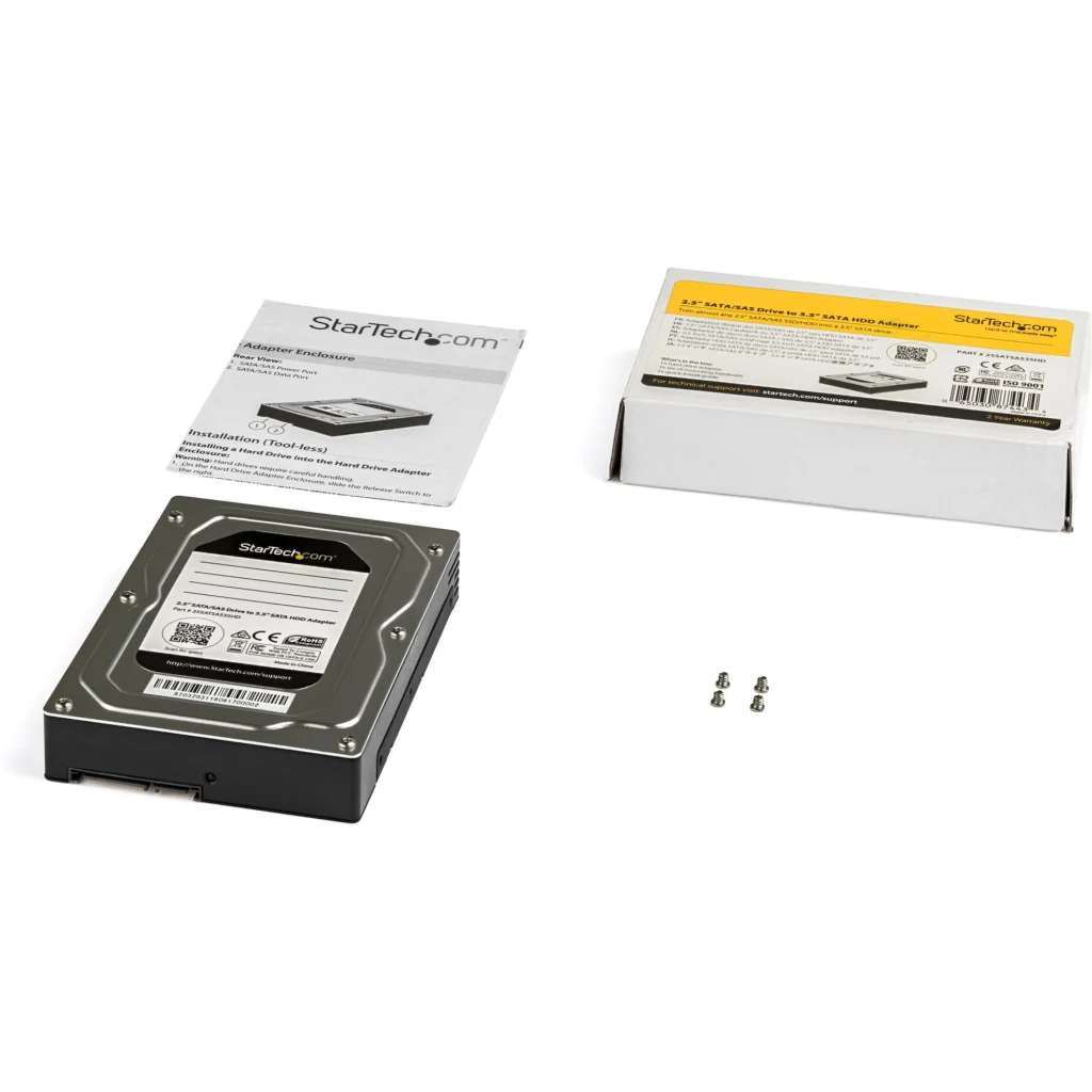 Imagen 4 de StarTech.com Adaptador de Disco Duro de 2,5" a 3,5" - Para SSD o Disco Duro SATA SAS - Caja Adaptador de Disco - Caja de almacenamiento - 2.5" - SATA 6Gb/s / SAS 6Gb/s - 600 MBps - SAS 6Gb/s, SATA 6Gb/s - negro, plata