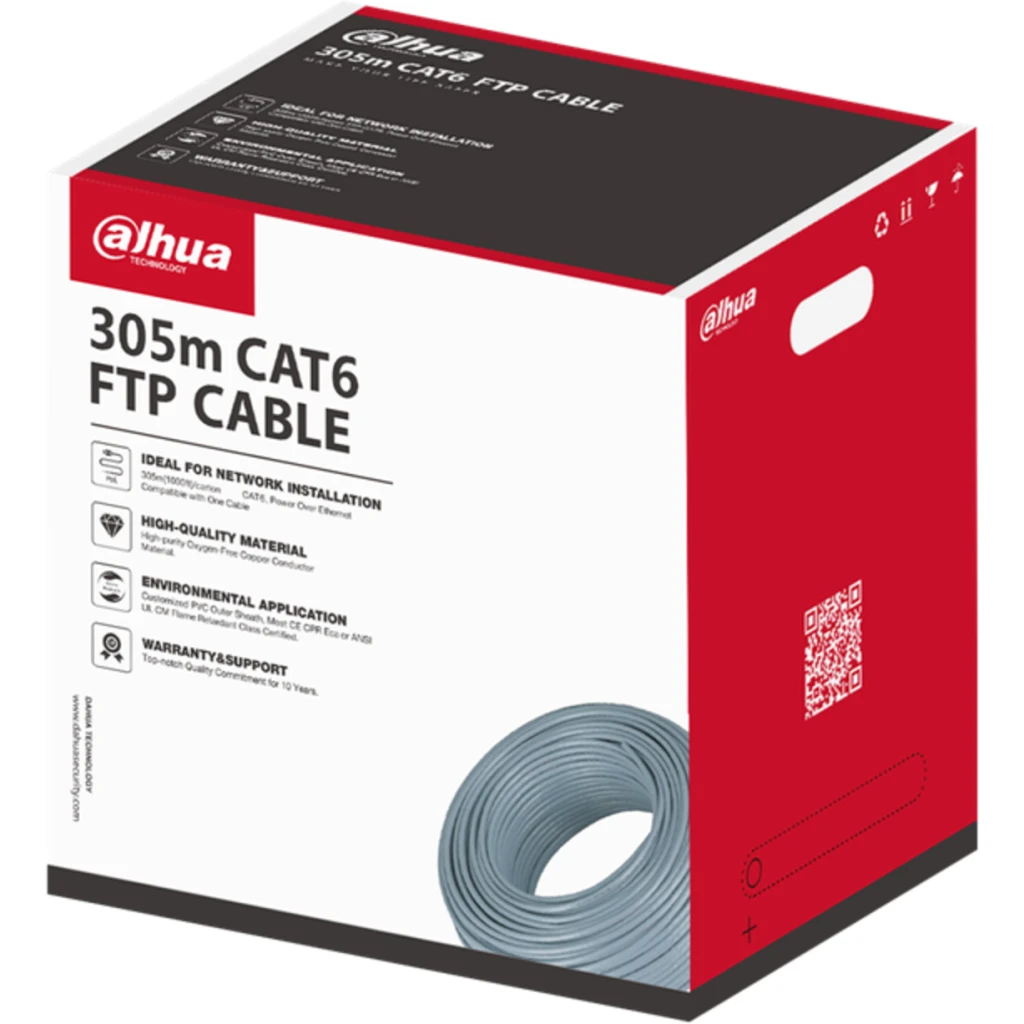 Cable de Red Dahua Cat6 FTP 100% COBRE Caja de 305mts