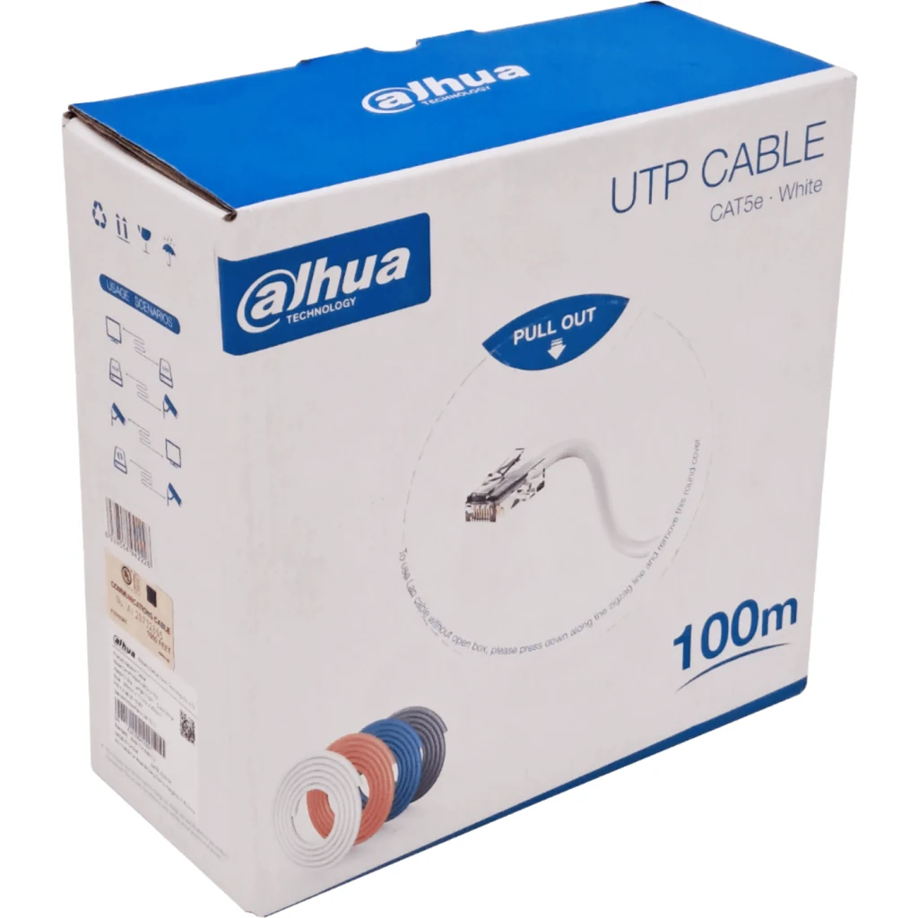 DAHUA 100m Cat5e Blanco PVC Cable UTP Unifilar Cobre AWG24 PFM920I-5EU